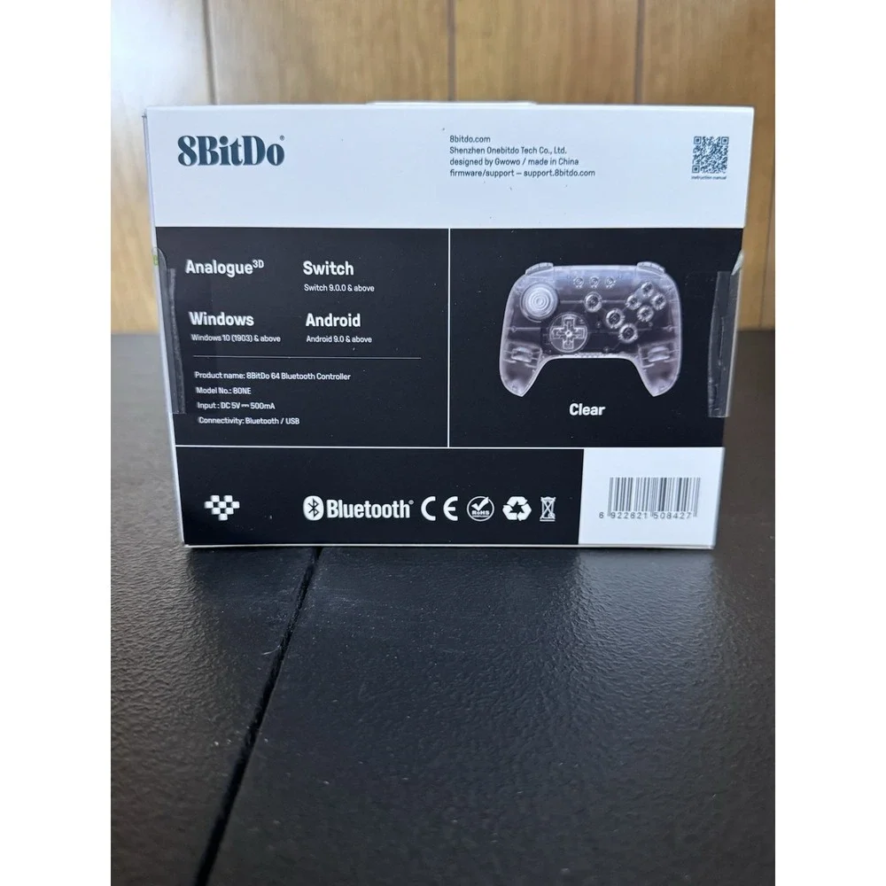 8Bitdo Bluetooth Controller 64 Bit for Analogue 3D, Switch Android CLEAR